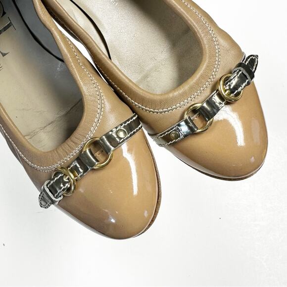 AGL Monika Cap Toe Buckle Tan Slip On Ballet Flats Size 37.5/ 7.5 - Picture 2 of 10